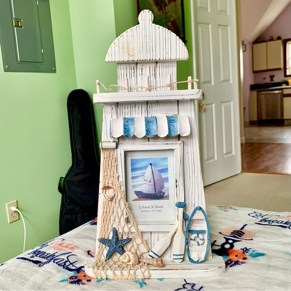 Accents Vintage Wooden Lighthouse Nautical Coastal Picture Frame Display Decor Poshmark